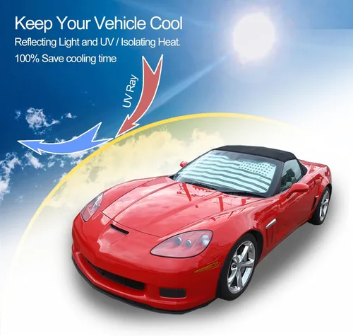 Vista 7 de Parasol para parabrisas para Chevrolet Corvette C6 2005-2013, parasol para ventana delantera, visera solar reflectante plegable, cubierta protectora