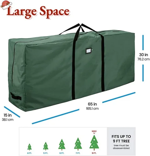 Vista 2 de Bolsa de almacenamiento para árbol de Navidad – Almacena un árbol de Navidad artificial de 9 pies. Material duradero resistente al agua
