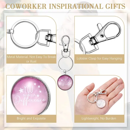 Vista 3 de 12 piezas de regalos inspiradores para compañeros de trabajo de Acción de Gracias, divertidos amigos, colegas, llaveros de agradecimiento, regalos