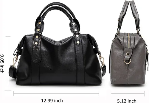 Vista 3 de Bolsos y bolsos de cuero vegano para mujer, con asa superior, bolsos Boston de moda