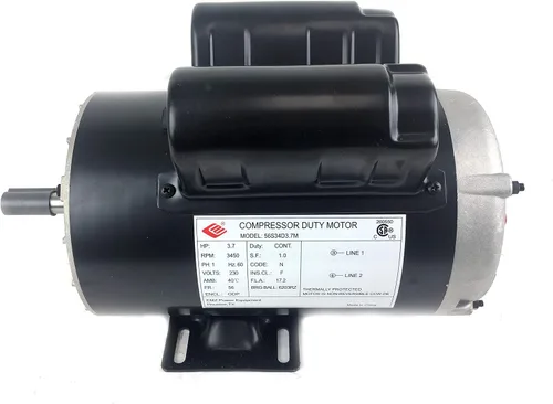 Vista 7 de 2 HP SPL 3450 RPM, 56 marcos, 120/240 V, 15/7.5 amperios, eje de 5/8", motor de compresor de aire NEMA monofásico - EM-02