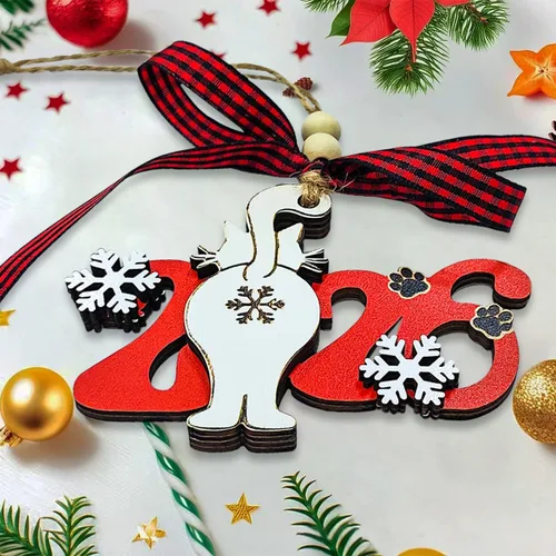 Vista 6 de Adornos de Navidad para gatos 2025, adorno divertido para árbol de Navidad, adornos únicos y lindos de madera para decoración - Regalos para amantes