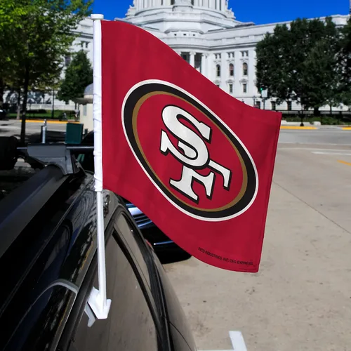 Vista 2 de Rico Industries NFL Double Sided Car Flag - 16" x 19" - Strong Pole That Hooks onto Car/Truck/Automobile