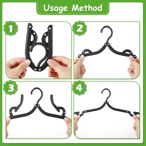 Vista 3 de Perchas plegables de viaje plegables con clips, perchas plegables portátiles plegables para colgar abrigos, estante de secado de viaje para ropa
