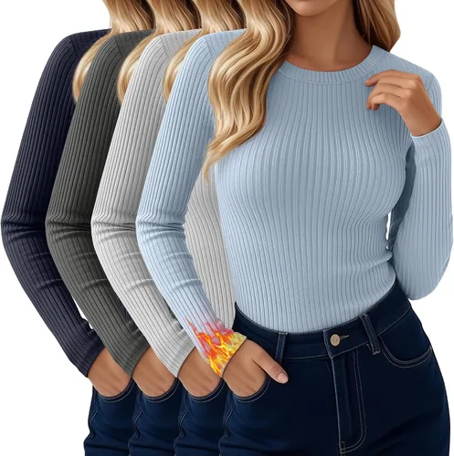 Vista 15 de Paquete de 4 camisas térmicas de manga larga acanaladas