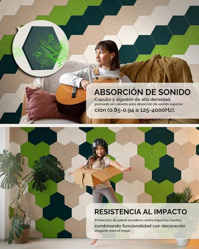 Vista 5 de MaxGear 8 Piezas Azulejos de Tablero de Corcho de Fieltro Hexagonales, Verde Autoadhesivos DIY Tablón de Anuncios Tablero de Pines para Oficina