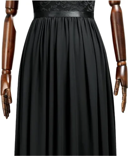 Vista 9 de Miusol Vestido largo formal sin mangas de encaje floral para dama de honor para mujer