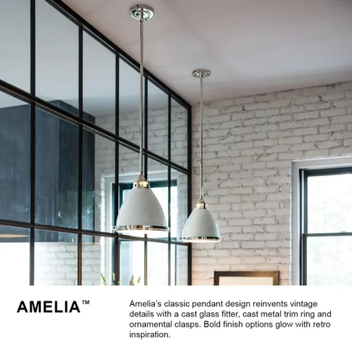Vista 8 de Hinkley Amelia - Colgante pequeño industrial, 1 luz, cristal ópalo grabado - blanco pulido con detalles de níquel pulido
