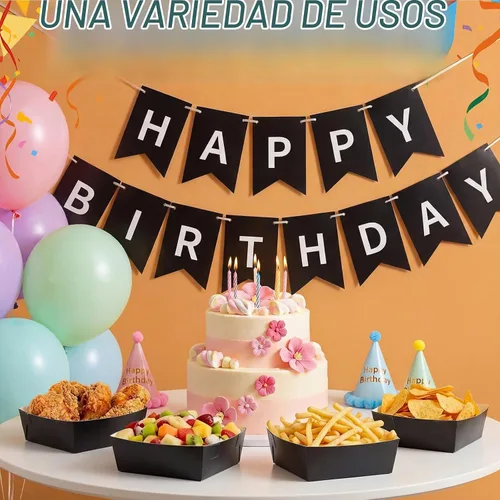 Vista 6 de Uiifan 50 bandejas de papel extra grandes para servir alimentos, 5 libras Negro