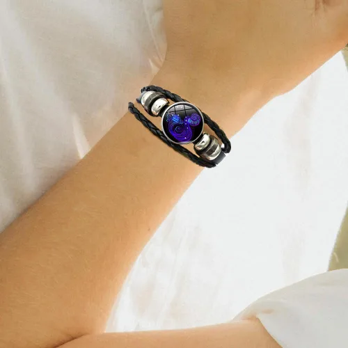 Vista 4 de Pulsera de Espíritu de Signos del Zodiaco Multicapa 12 Constelaciones Pulsera para Mujeres Hombres Pulseras de Cuero del Zodiaco Tejidas a Mano