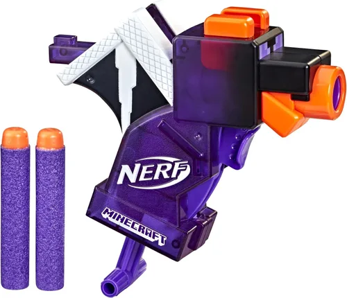 Vista 2 de Nerf MicroShots Minecraft Ender Dragon Mini Blaster, diseño de Minecraft Dragon Mob, incluye 2 dardos oficiales de élite, mango de cebado