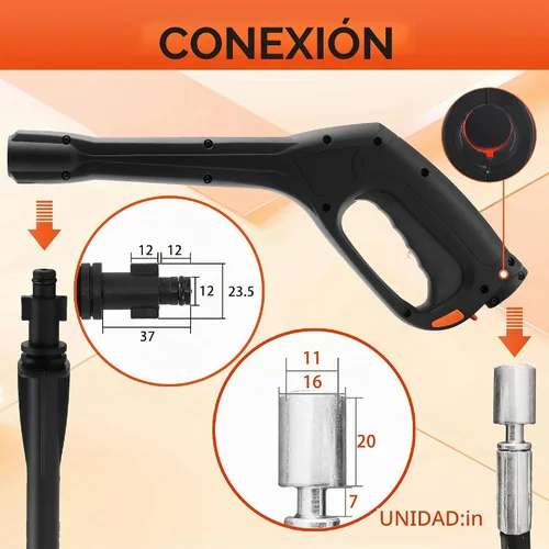Vista 2 de FIXFANS Kit de pistola y manguera para lavadora a presión, varita