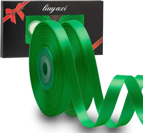 Vista 49 de Cinta de satén verde manzana de doble cara de color sólido de 1/2 pulgada x 25 yardas, cintas perfectas para manualidades, decoración de bodas