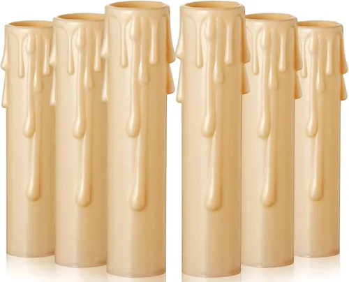 Vista 9 de Juego de 6 fundas para velas de goteo, base de candelabro, 4 pulgadas de alto, color negro