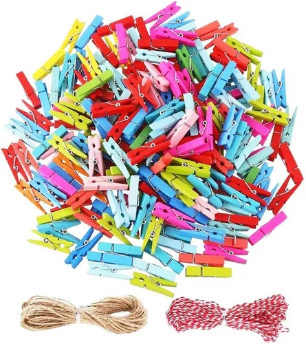 Vista 12 de DECORA Pinza de madera pintada colorida de 1.4 in/1.38 pulgadas, 100 piezas para clips de fotos, álbumes de chatarra, manualidades, envoltura