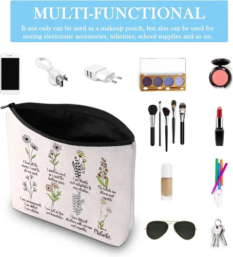Vista 3 de GJTIM Bolsa de maquillaje de enfermera con cremallera Doula para partera y parto