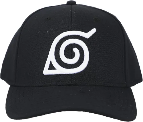 Vista 2 de Naruto - Gorra negra con diseño de dibujos animados bordados, ajuste elástico, color negro