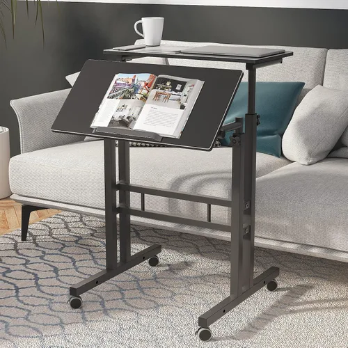 Vista 4 de SogesHome Mesa de escritorio ajustable para computadora portátil de 23.6 pulgadas, soporte de computadora portátil, mesa de bandeja de escritorio