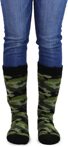 Vista 5 de Calcetines térmicos de invierno de algodón reciclado de peso pesado respetuoso del medio ambiente Multi par para mujeres y hombres 2 pares-camuflaje
