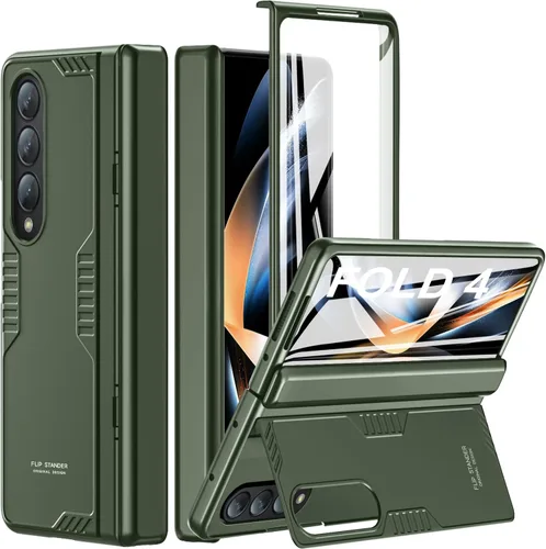 Vista 14 de Funda para Samsung Z Fold 4: [Soporte oculto] [carga inalámbrica], carcasa delgada de protección de bisagra de cuerpo completo, protector de Negro