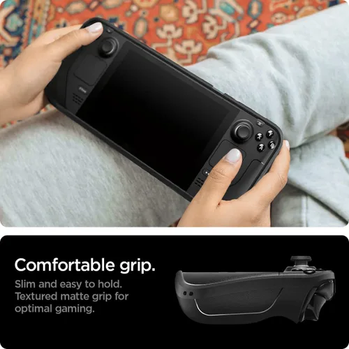 Vista 3 de Spigen Rugged Armor Protective Case Designed for Steam Deck TPU Cover with Wrist Strap Shock-Absorption Anti-Scratch Cover Protector Steam Deck