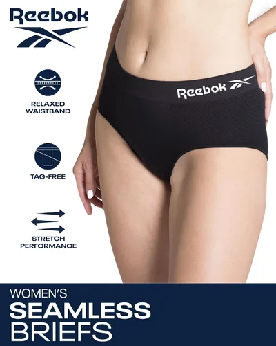 Vista 2 de Reebok Womens Briefs - 6 Pack Performance High Waisted Seamless Underwear for Women (Sizes S-XL, Extended Plus Size 1X-3X)
