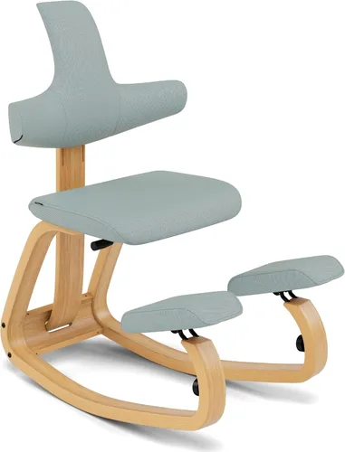 Vista 12 de Varier Thatsit - Silla ergonómica para arrodillarse, altura ajustable, con respaldo y marco de madera de haya para sentarse activamente, 10 años