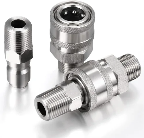 Vista 6 de Hotop NPT - Kit de conector rápido macho y hembra de acero inoxidable de 3/8 pulgadas (4 piezas)