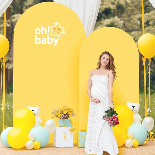 Vista 61 de Baby Blue Arch Backdrop Cover, 6FT Spandex Fitted Wedding Arch Stand Covers Round Top Chiara Backdrop Cover for Birthday Party Ceremony Banquet Azul