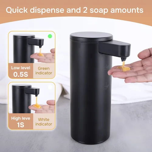 Vista 2 de Dispensador automático de jabón de acero inoxidable con sensor, dispensador de jabón infrarrojo, eléctrico, IPX5, impermeable, USB-C, sensor de Negro