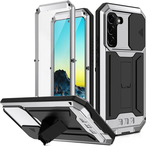 Vista 8 de Funda resistente para Samsung Galaxy S22 5G 2022 con protector de pantalla y función atril para cámara Samsung S22, de metal militar, a prueba