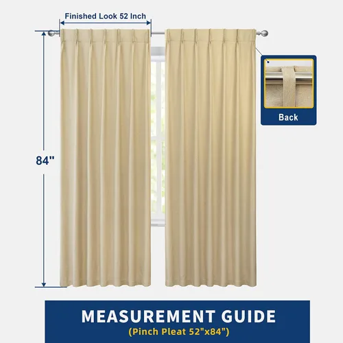 Vista 3 de DriftAway Cortinas opacas plisadas de 84 pulgadas de largo, juego de 2 paneles de cortinas de lino texturizadas para dormitorio, sala de estar