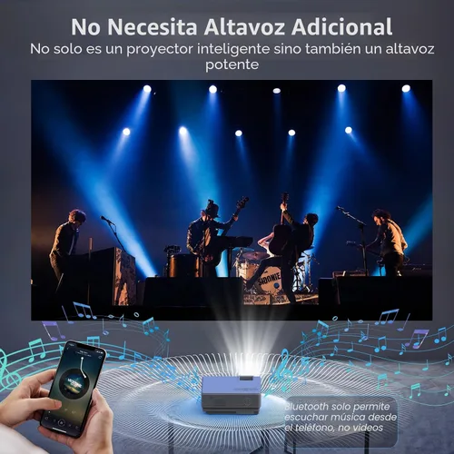 Vista 4 de Proyector Mini 1080P con Pantalla, Proyector de Cine en Casa Portátil con Bluetooth Bidireccional, Entrada HDMI/USB para Smartphone/TV Stick, Ideal
