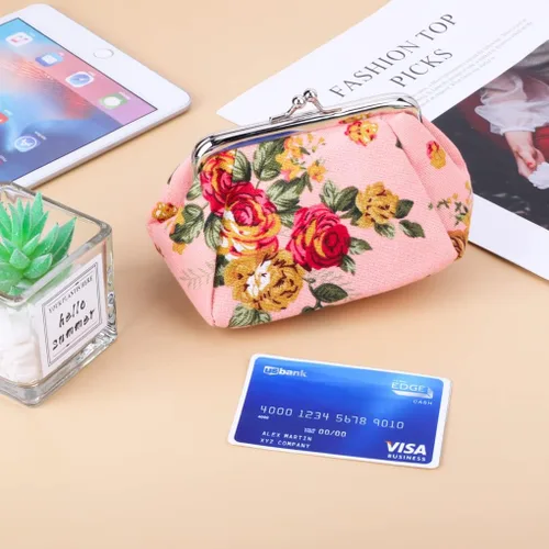 Vista 8 de Oyachic Monedero estampado vintage con hebilla y cierre de broche floral para mujeres y niñas