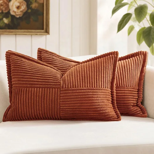 Vista 34 de MIULEE - Juego de 2 fundas de almohada beige de 12 x 12 pulgadas con entretejido, fundas de almohada a rayas bohemias supersuaves con textura