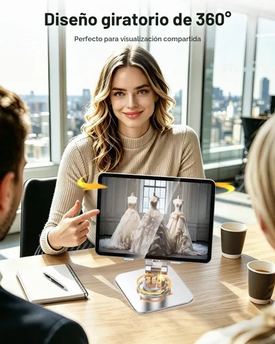 Vista 3 de Soporte para tablet para escritorio, giratorio de 360° para soporte de iPad, soporte ajustable de aluminio para tableta, compatible con iPad Pro Air