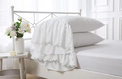Vista 21 de Fundas de almohada grises con volantes largos de cortinas, fundas de almohada grises de algodón puro, tamaño estándar 20"X26", paquete de 2