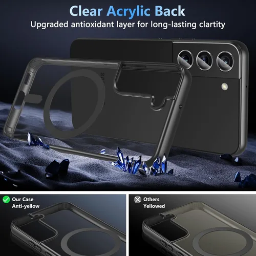Vista 7 de Hensinple Funda Magnética para Samsung Galaxy S22, Funda para Teléfono Galaxy S22 [Compatible con MagSafe], Cubierta Magnética Transparente