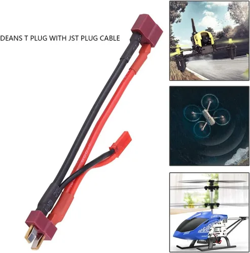 Vista 3 de Plplaaoo Enchufe en T con cable de alimentación JST, divisor de enchufe JST macho a hembra, con cable de silicona de alambre de 18 AWG de 5.19