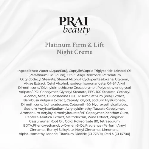 Vista 8 de PRAI Beauty Platinum Firm & Lift Crema de noche, antienvejecimiento e hidratante hidratante para mujeres, crema de noche hidratante y revitalizante