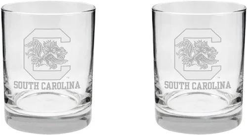 Vista 7 de Alabama - Juego de 2 vasos de cristal grabado satinado de 2 caras Marea carmesí de Alabama