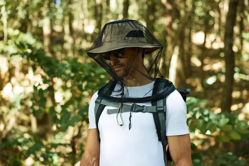 Vista 3 de Paquete de 2 mallas de malla para cabeza de mosquito para senderismo y al aire libre, malla facial de insectos para adultos, equipo de pesca