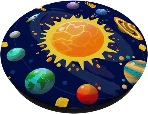Vista 2 de Órbita celestial estética – Astrología Sun With Planets PopSockets PopGrip intercambiable