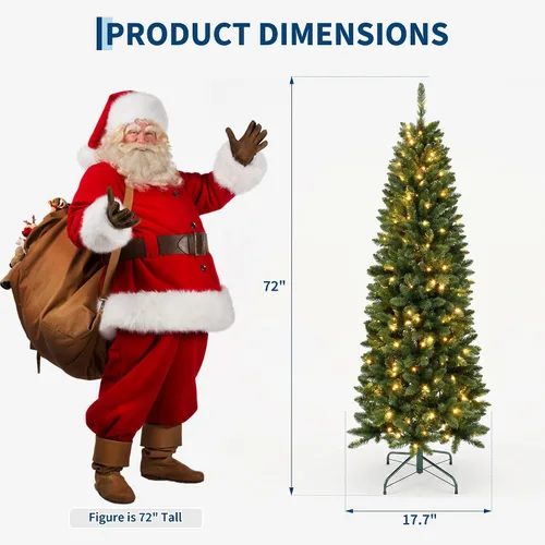 Vista 2 de Amyove Árbol de Navidad artificial preiluminado de 6 pies con 550 luces Verde