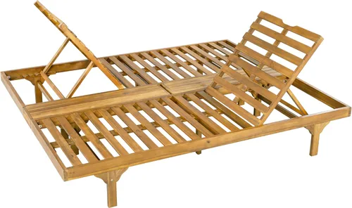 Vista 20 de [Usado] Christopher Knight Home Juego de 2 tumbonas de madera de acacia, tumbonas dobles/individuales para tomar el sol al aire libre con cojín