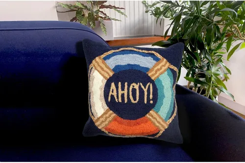 Vista 2 de Liora Manne Decorativo, insertos y fundas Ahoy azul marino, cojines de 18 x 18 pulgadas