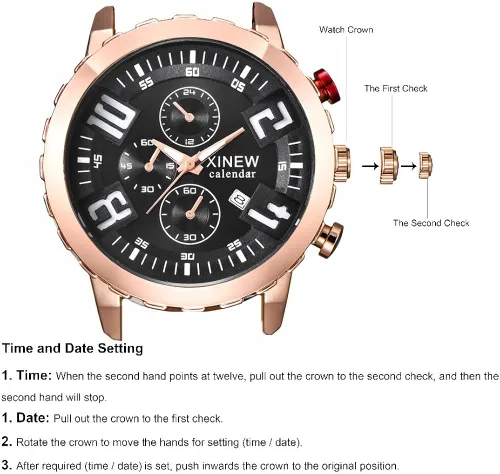 Vista 4 de COOKI - Reloj de pulsera analógico de cuarzo para hombre, de acero inoxidable, con calendario, de lujo, #NA