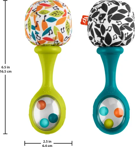 Vista 3 de Fisher-Price Juguetes para recién nacidos Rattle ‘n Rock Maracas, 2 Instrumentos Musicales Blandos para el Desarrollo del Juego en Bebés de 3+