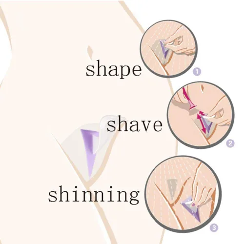 Vista 4 de Afeitadora de bikini para mujer, afeitadora privada dedicada, maquinilla de afeitar de pelo púbico y plantilla de afeitar de bikini, herramienta
