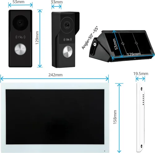 Vista 3 de Sistema de intercomunicación de timbre de video inteligente para el hogar con pantalla táctil grande de 10.1 pulgadas, cámara